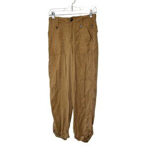 FREE PEOPLE  Womens Tan High Wait Cargo Pants With Elastic Cuffs Size 2